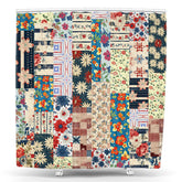 Lofaris Spliced Colorful Retro Floral Pattern Shower Curtain